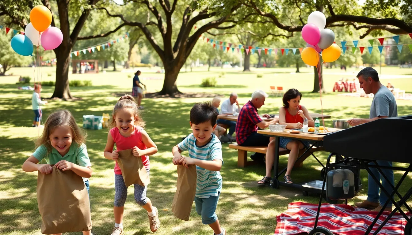 family gathering in a park, enjoying various games and activities.